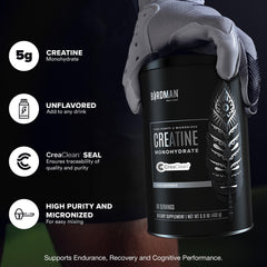 Unflavored vegan gluten free sugar free creatine powder packaging