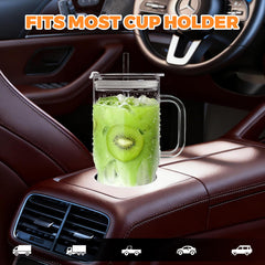 Wide mouth borosilicate glass cup for ice and fruit