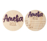 Birth Announcement Sign for Hospital birchwood with name in acrylic color on front