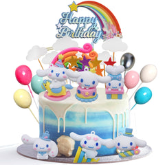 Happy Birthday banner and 6 balloons for cake decoration