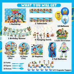 Happy birthday banner with cartoon theme