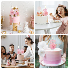 Pink bow design candles suitable for birthdays and anniversaries