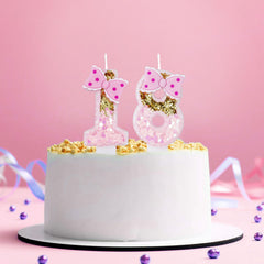 Birthday candles for cake pink 5 number
