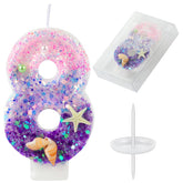 Birthday Candles pink purple conchs starfish pearls mermaid theme