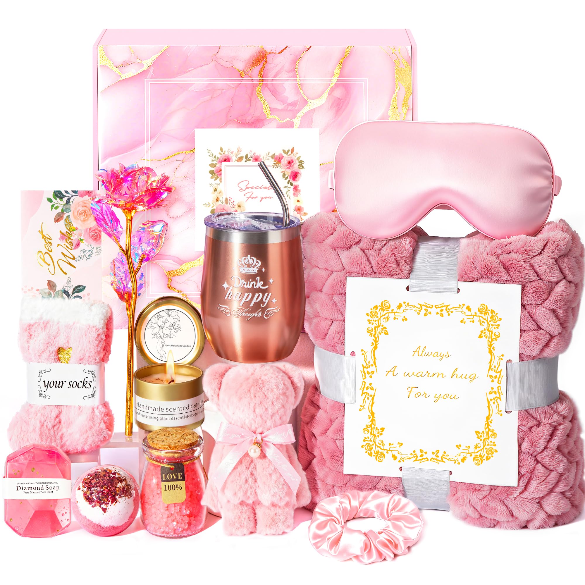 Birthday Gifts Basket for Women set with blanket and gifts