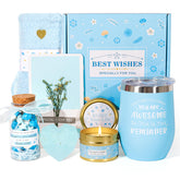 Birthday Gifts for Women basket front view with blue box