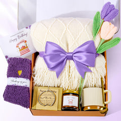 Birthday gifts for women basket with ceramic mug and spoon