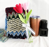 Birthday gifts for women gift set with crochet tulips and tumbler