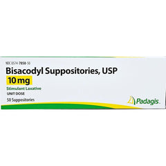 Bisacodyl Supprepositories 10 mg 50 count package
