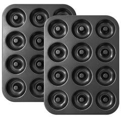 Biubumtu ring donut baking pans 12-cavity set of 2 gray