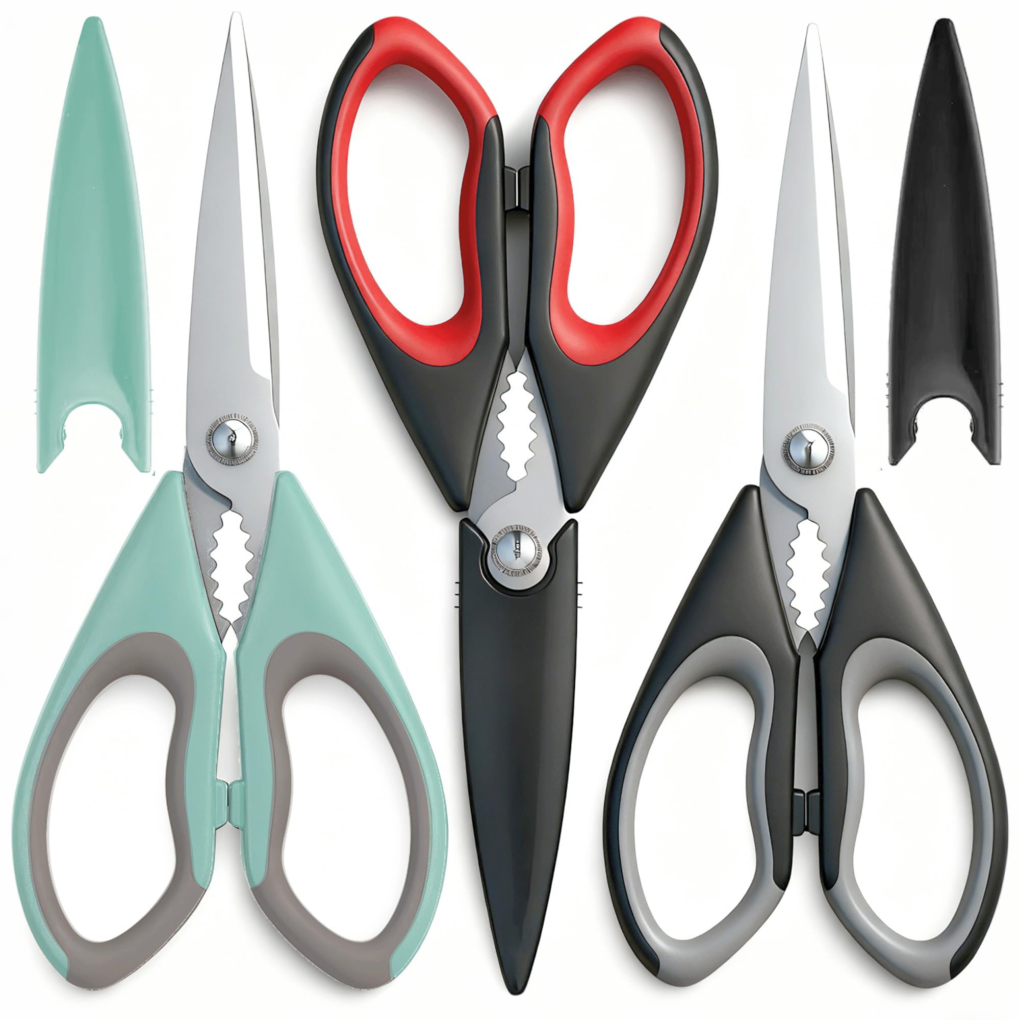 BJDDM 3-pack kitchen scissors color coded handles