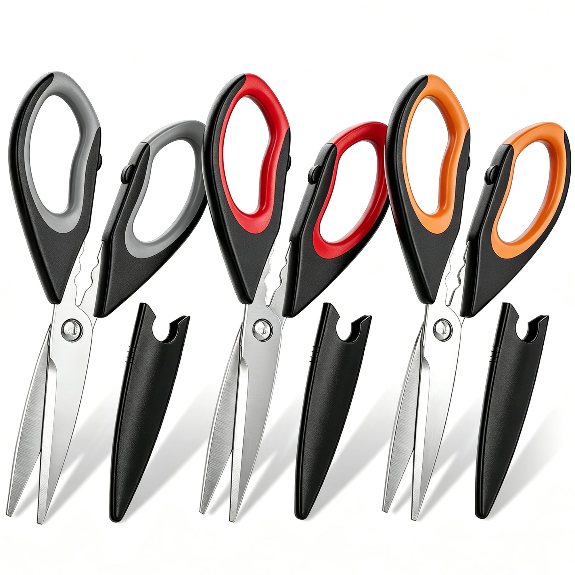 BJDDM 3 Pack Kitchen Scissors with protective sheaths