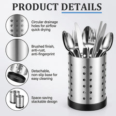 Removable black base for easy cleaning on utensil holder