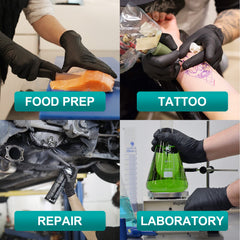 Black color gloves ideal for food safe cooking and service tasks