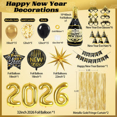 2026 number foil balloons included in Happy New Year Decorations 2026 set