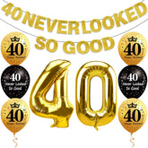black and gold 40th birthday banner for wall decor