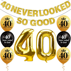black and gold 40th birthday banner for wall decor