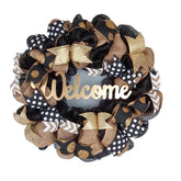 Black Gold Burlap Monogram Outdoor Front Door Wreath 24 inch round