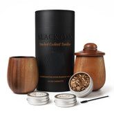 Front view of Black Oak 2-Pack Charred Wooden Whiskey Cup 10oz
