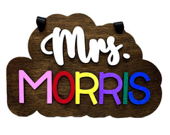 Hand painted colorful lettering on sign