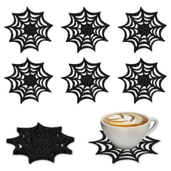Black spider web coaster set 6 pack non-woven fabric