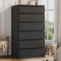 Black Tall 7 Drawer Dresser front view