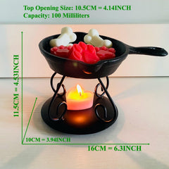 Tea light candle heats the wax melter
