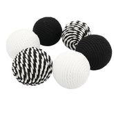 Black White Rope Wrapped Balls set of 6 for home decor