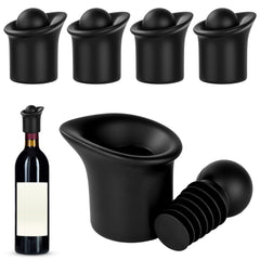4 piece black wine stopper set for red wine