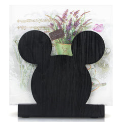 Black Wooden Napkin Holder on kitchen counter