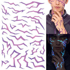 Blacklight glow temporary tattoos 3 sheets purple pattern for cosplay
