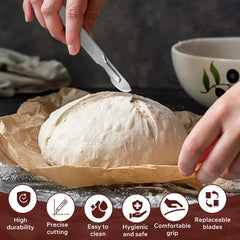 stainless steel handle with anti-slip grooves bread lame