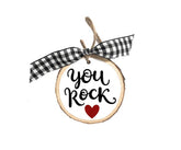 Bleacher Spirit Valentine Ornament You Rock 2x2 inch wood slice