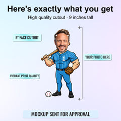 Custom hanging face banner with uploaded photo mockup preview