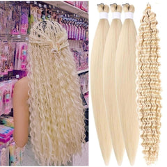 Blonde pre stretched Ez Braid hair for Boho braids