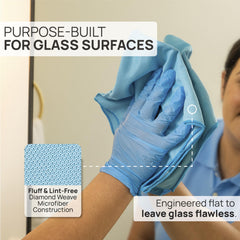 Blue 16x16 microfiber glass cleaning cloth from the set