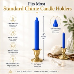Blue altar candles sized for 4 inch chime holders