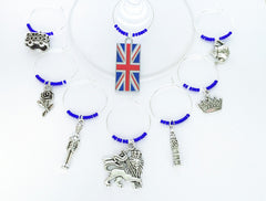 Iconic UK symbols Union Jack Big Ben Royal Crown British Rose Teapot Double Decker Bus Royal Guard