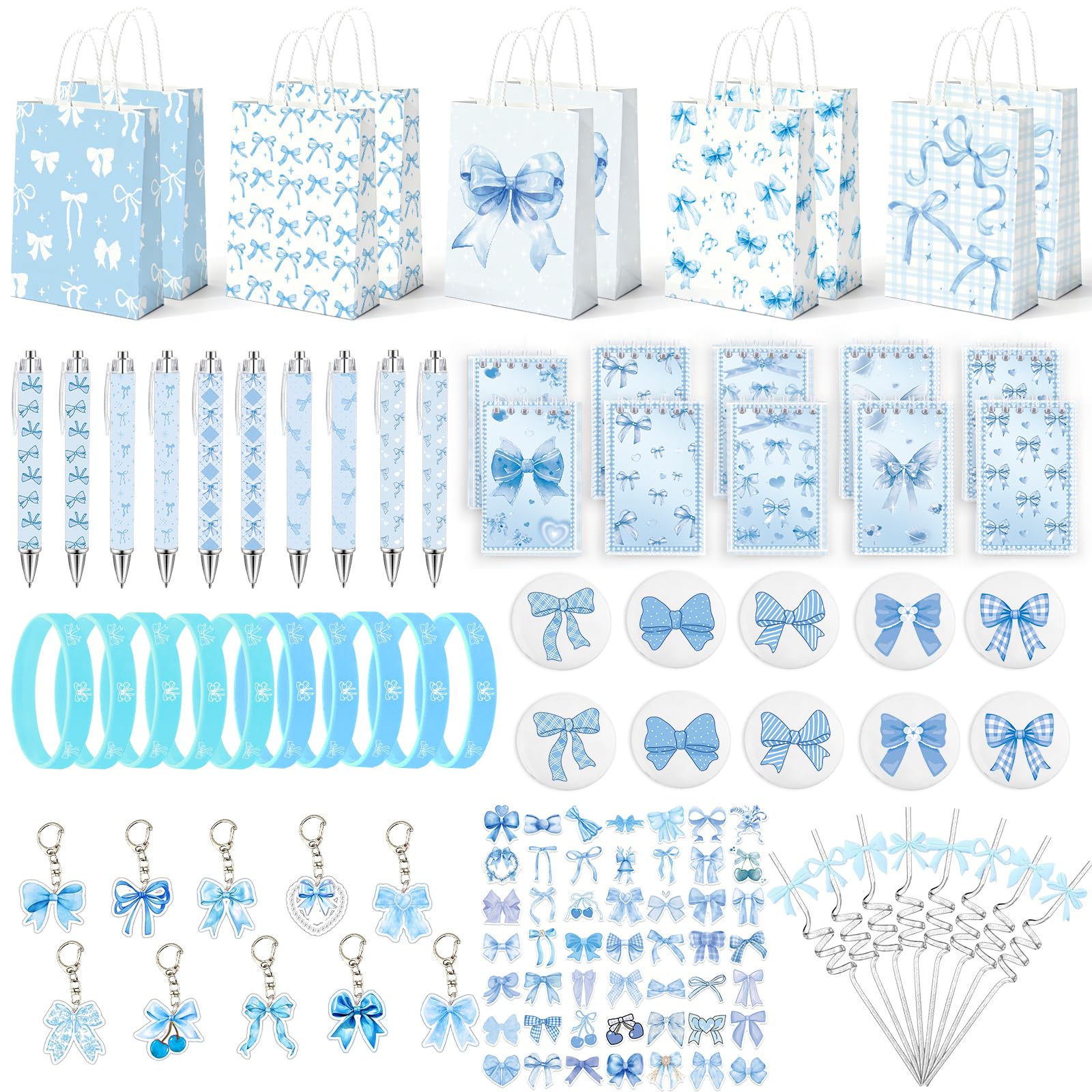 Blue Bow Party Favors set packaging in box