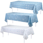Blue Bow Starfish Seashell Tablecloth set of 3 for coastal decor