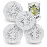 Blue Crab Absorbent Drink Coaster set four 4 3/8 inch diameter
