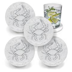 Blue Crab Absorbent Drink Coaster set four 4 3/8 inch diameter