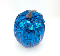 Blue disco mosaic pumpkin with reflective tiles