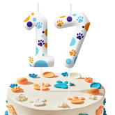 Blue Dog Paw 17th Birthday Candle number candles on cake topper