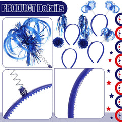 Blue ponytail headband with feather tassels and springs