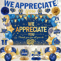 3D blue and gold honeycomb centerpieces for party decor
