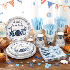 Yungyan blue jean baby shower napkins 6.3 inch