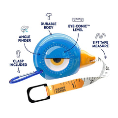 Bubble level and angle finder on Toto tape measure