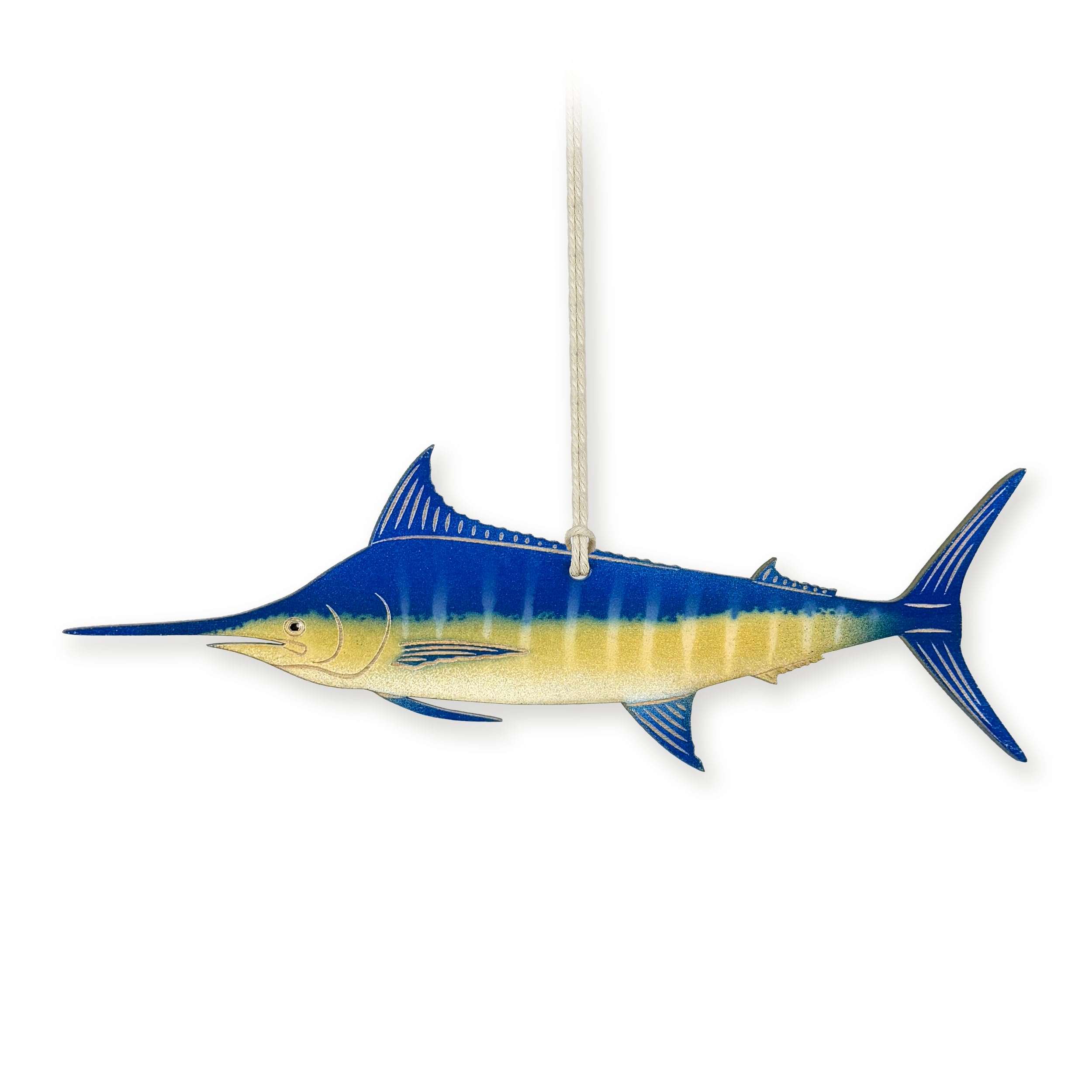 Blue Marlin wooden ornament handcrafted on birch wood