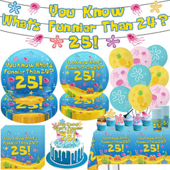 Blue ocean birthday tableware pattern with jellyfish starfish coral motif